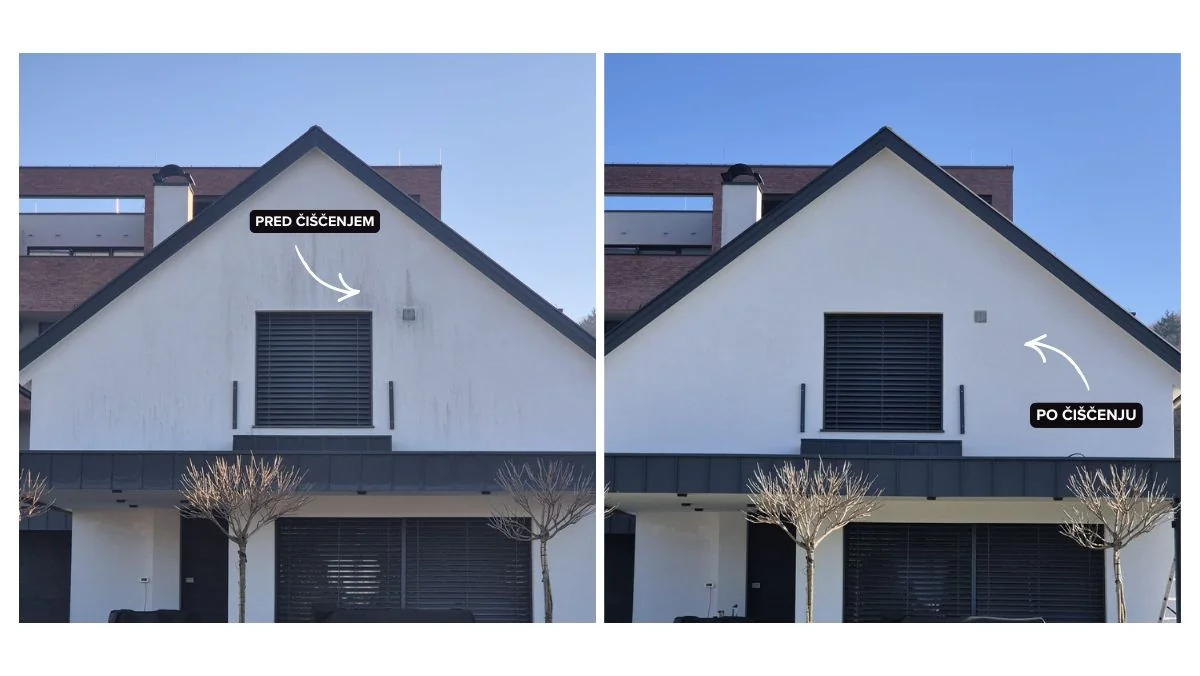 garancija ciscenja fasade rezultat pred in po profesionalnega ciscenja